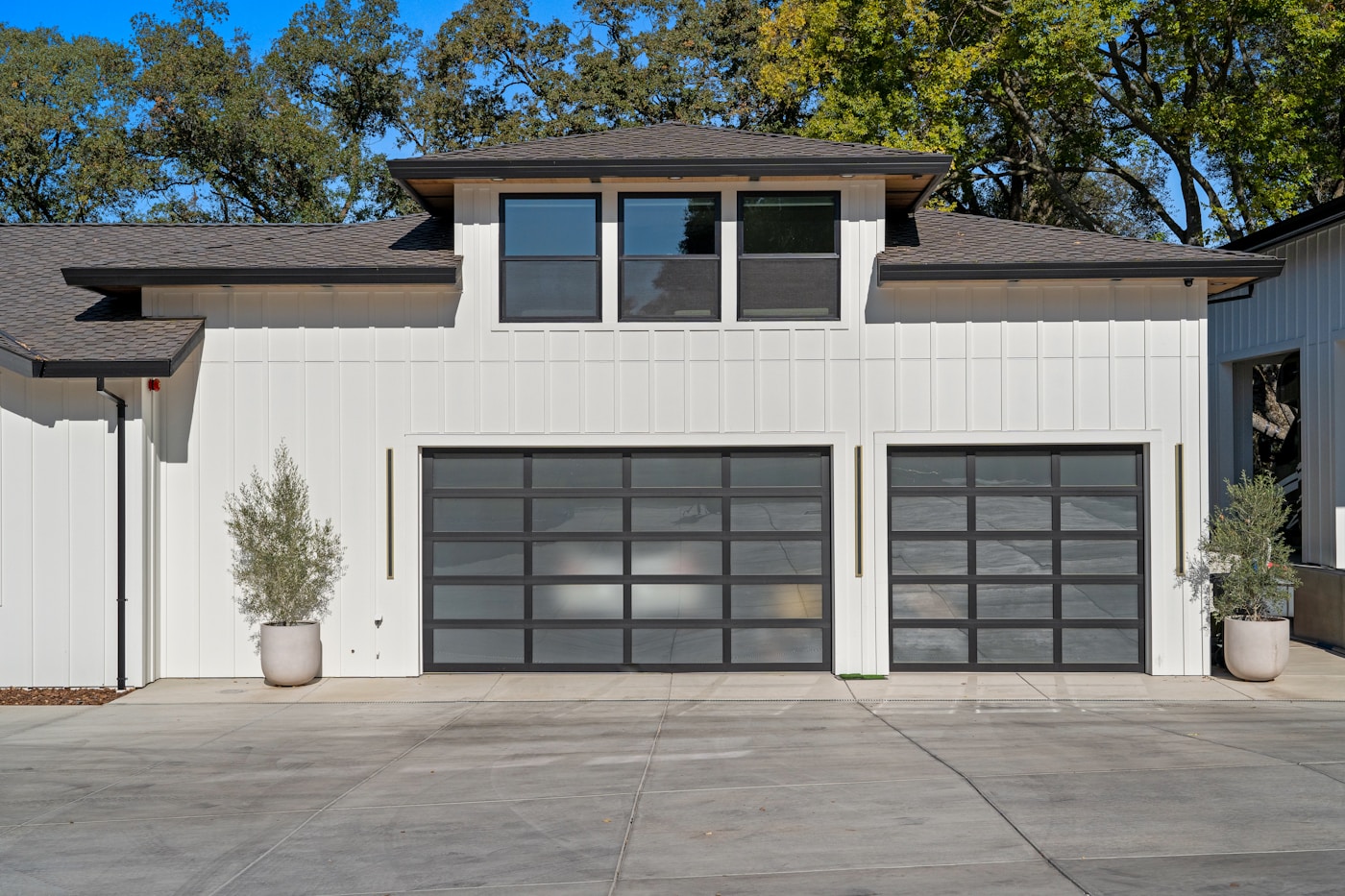 Modern garage door on a residential home